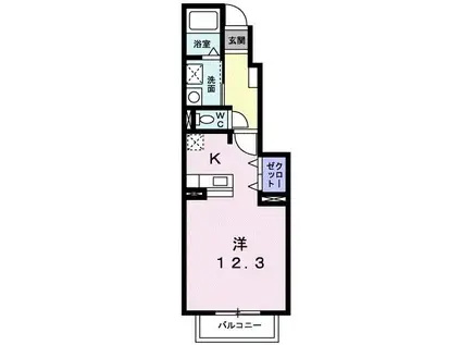 デフィー M(1K/1階)の間取り写真