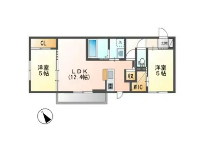 ディーシャンブル大黒田(2LDK/3階)の間取り写真