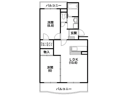 アレイズ和合(2LDK/1階)の間取り写真