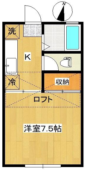 ELEGANT 道(1K/1階)の間取り写真