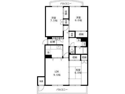 練馬関町第2社宅1号棟(3LDK/1階)の間取り写真