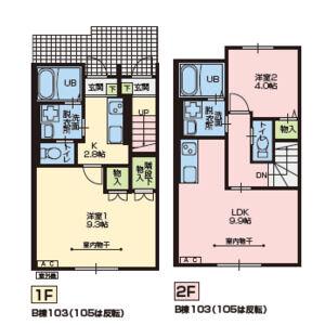 PORTE BONHEURIV B棟(1LDK/2階)の間取り写真
