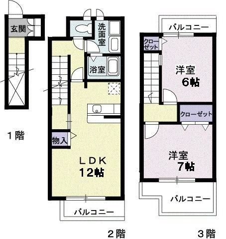 グラン・シャリオ(2LDK/2階)の間取り写真