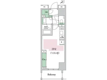 オープンレジデンシア池尻大橋(ワンルーム/7階)の間取り写真