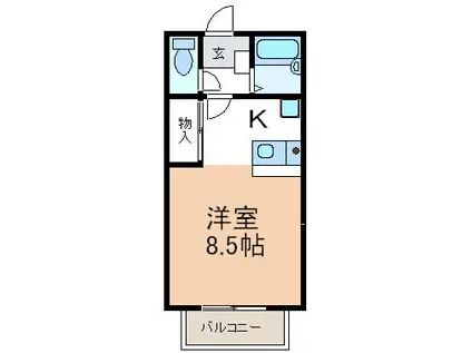 プラウディア光陽(1K/1階)の間取り写真