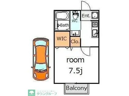 ティアラK-III(1K/2階)の間取り写真