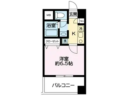 クレアコート(1K/6階)の間取り写真