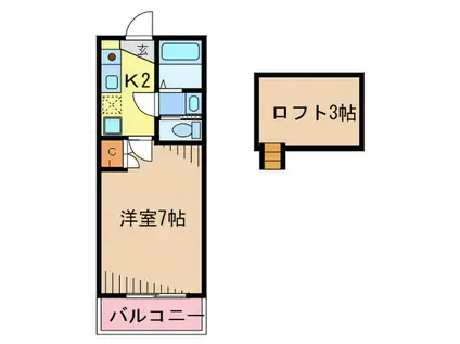 パインコートB(1K/1階)の間取り写真