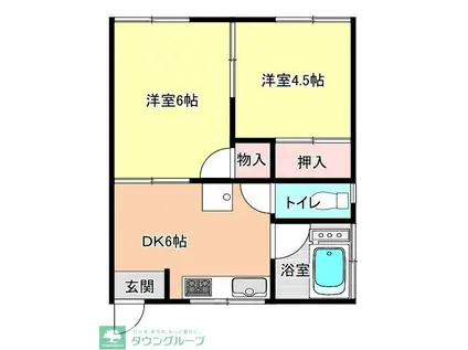 希望ヶ丘レジデンス(2DK/2階)の間取り写真