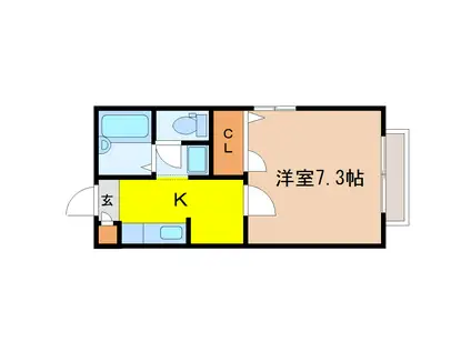 S・K・CORT II(1K/1階)の間取り写真