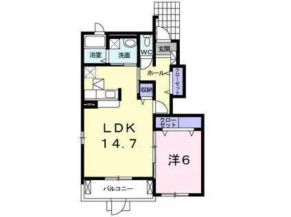 PALAZZO(1LDK/1階)の間取り写真