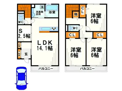 BLATT HUS(3SLDK/1階)の間取り写真
