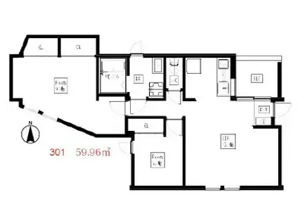 N S WOOD 大森中(2LDK/3階)の間取り写真