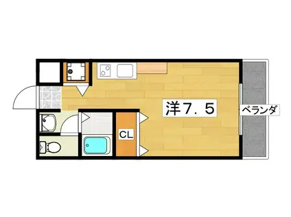 ラヴィスタ友呂岐(1K/4階)の間取り写真