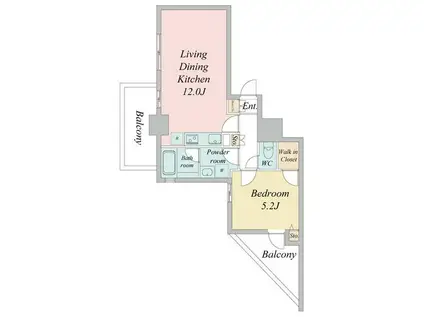 ドゥーエ日本橋(1LDK/8階)の間取り写真