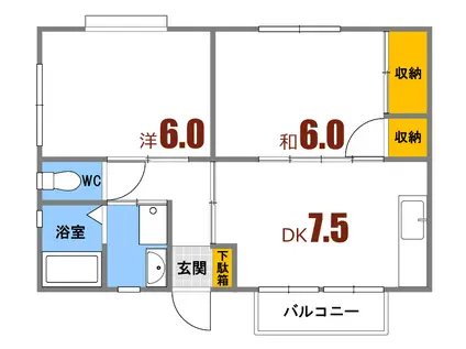 高山アパートI(2LDK/2階)の間取り写真