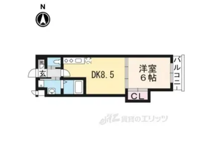 アドバンス京都西院パルティーレ(1DK/2階)の間取り写真