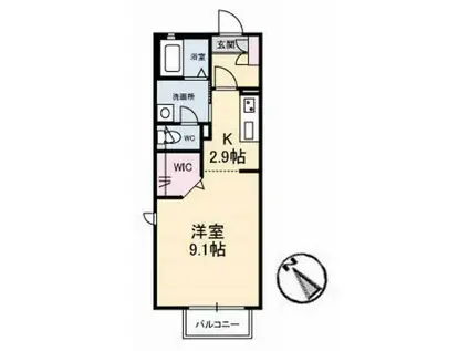 グランフラーヴ(1K/1階)の間取り写真