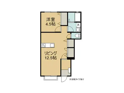 ベイシス咲II(1LDK/1階)の間取り写真