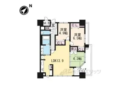 アメニティ南草津VII(3LDK/17階)の間取り写真
