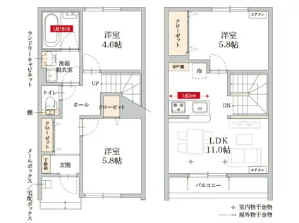 アクアルーチェ駒形(3LDK/1階)の間取り写真