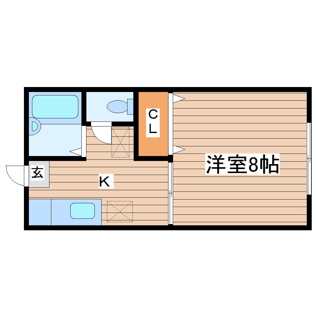 アーバンソレイユ八乙女(1K/1階)の間取り写真