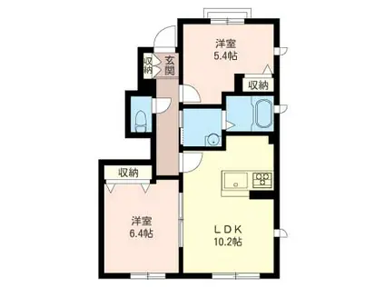 メホールカーサ I (2LDK/1階)の間取り写真