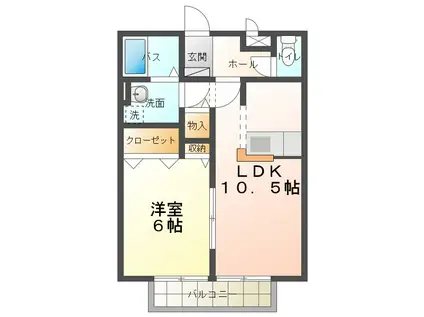 メソン・ド・ベルB棟(1LDK/2階)の間取り写真