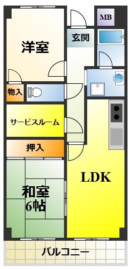 ロサノ・S・北豊中(2SLDK/1階)の間取り写真