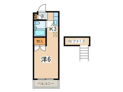 ベルシオン白楽(1K/1階)の間取り写真
