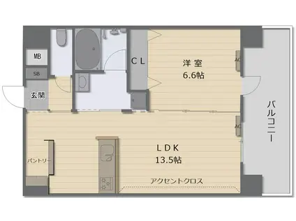 ヴィーブルエリーゼ(1LDK/3階)の間取り写真