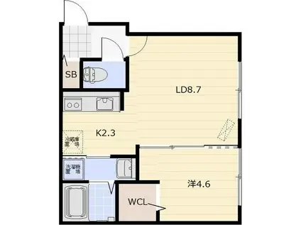 BELLE MAISON GRACE(1LDK/2階)の間取り写真