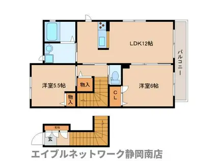 アンジュB(2LDK/2階)の間取り写真