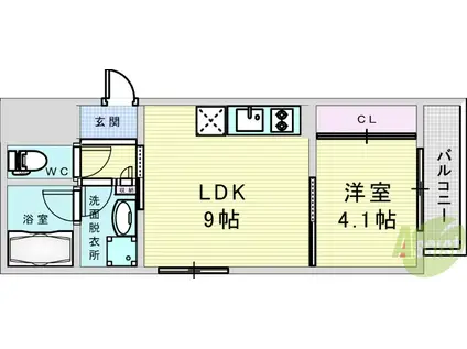 GRAN EPI(1LDK/4階)の間取り写真