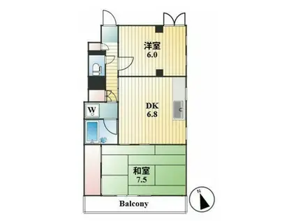 オクト720(2DK/3階)の間取り写真