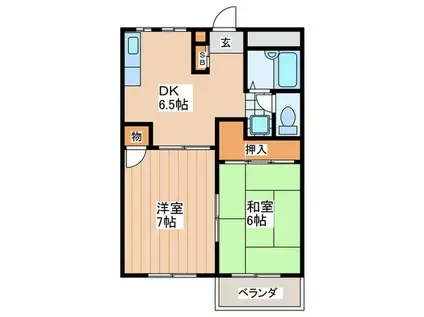 トリヴァンベール高柳1(2DK/1階)の間取り写真
