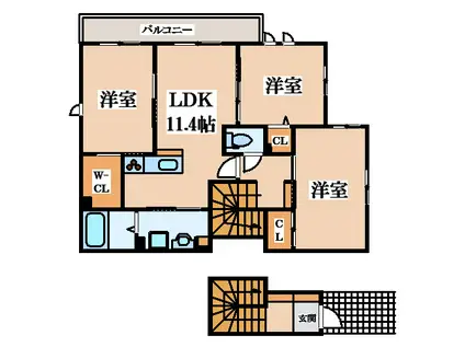 シャーメゾン 岩田(3LDK/2階)の間取り写真