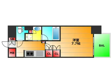 アーバネックス心斎橋I(1K/12階)の間取り写真