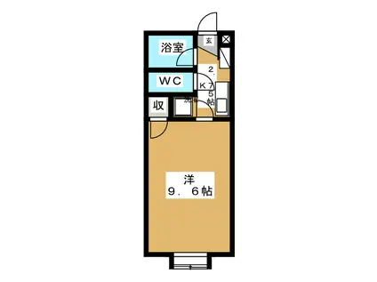 ドルフ・ユーホー(1K/2階)の間取り写真