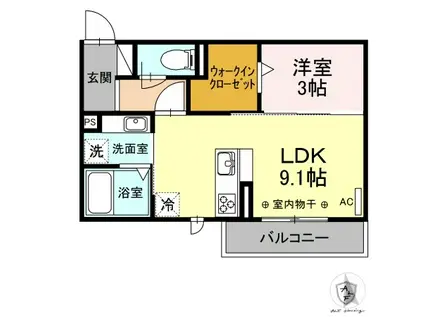 J.サイプレス B(1LDK/3階)の間取り写真