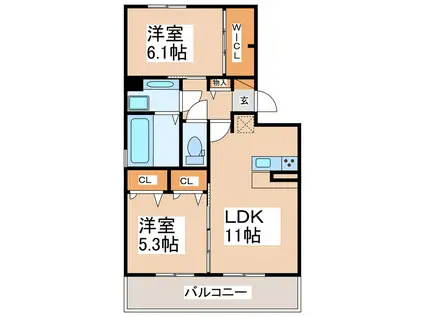 ソレイユハイム(2LDK/2階)の間取り写真