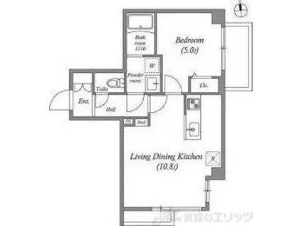 GMTENJIMBASHI(1LDK/2階)の間取り写真