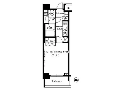 パークアクシス浜松町(1K/5階)の間取り写真