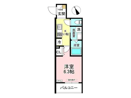 登戸共同(1K/2階)の間取り写真