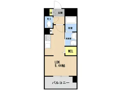 LIBTH箱崎宮前(ワンルーム/14階)の間取り写真