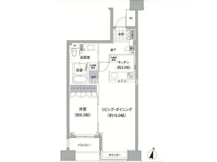 アビティ目黒(1LDK/1階)の間取り写真