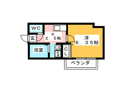 ラウレア(1K/3階)の間取り写真