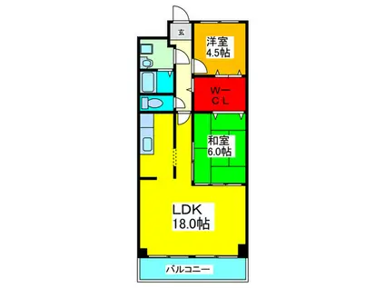 藤和市岡ハイタウン(2LDK/4階)の間取り写真