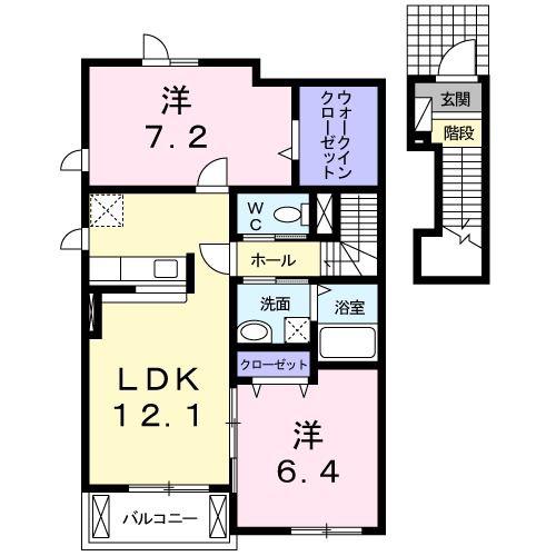 ネオシティ葵 B(2LDK/2階)の間取り写真
