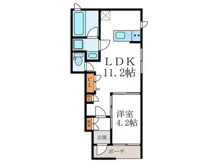 東山区轆轤町(1LDK/1階)の間取り写真